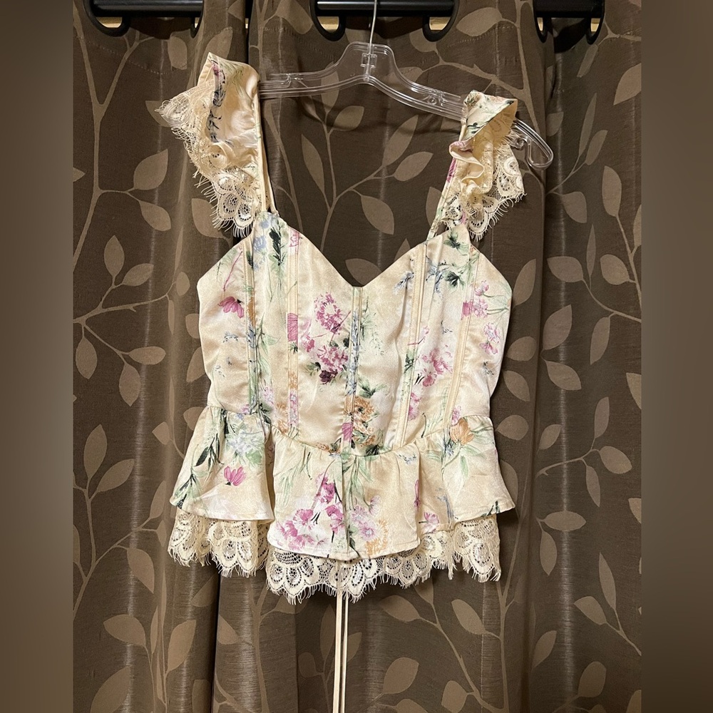 Lace peplum top